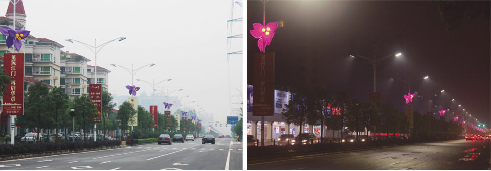 內發光LED杜鵑花燈道路燈桿燈飾效果實拍